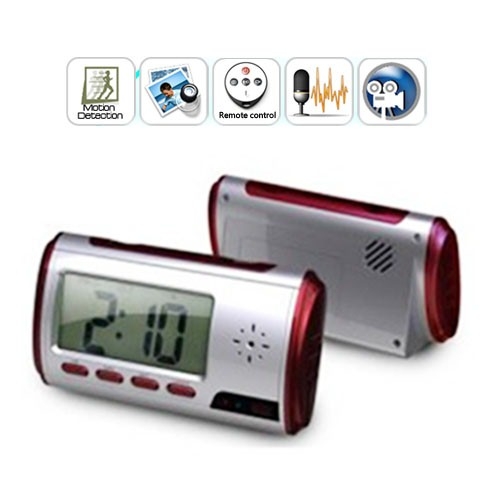 New Red Clock Camera with Video Photo Motion Detection and Remote Control - Click Image to Close